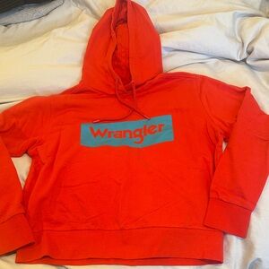 Wrangler Bright Red Hoodie with Blue Logo